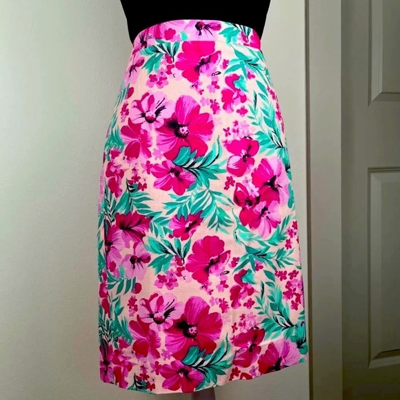 NWT Women’s J.Crew Pink Turquoise Blue Floral Pencil Skirt Size 14 | NWT - Picture 3 of 14